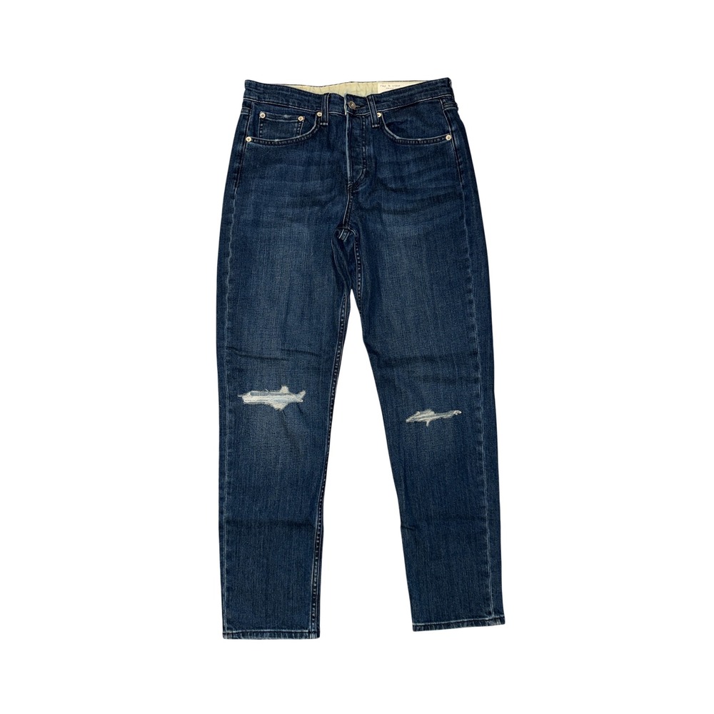 Rag & Bone‎ Rosa Boyfriend Jeans Womens 26 Blue Distressed Mid Rise Button Fly